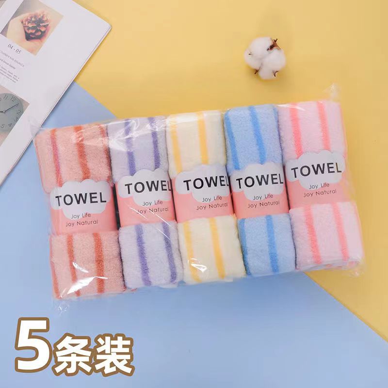 منشفة فخمة من الفليس المرجاني بالجملة لغسل الوجه وتجفيف الشعر، ماصة من الجهتين، عبوة من خمسة، يمكن شحنها بشكل فردي - Image 3