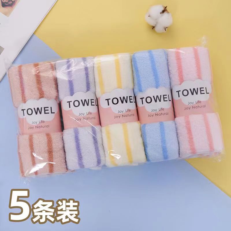 منشفة فخمة من الفليس المرجاني بالجملة لغسل الوجه وتجفيف الشعر، ماصة من الجهتين، عبوة من خمسة، يمكن شحنها بشكل فردي - Image 5