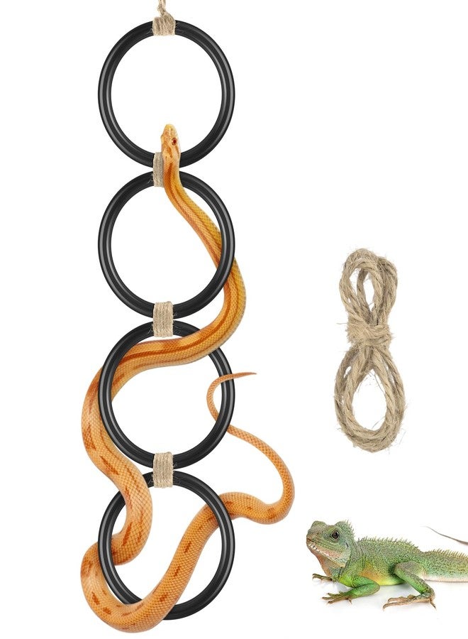 DBNESS Snake Climbing Rings, Ball Python Enclosure Enrichment Ring, Adjustable Playground Terrarium Decor Accessories for Corn Snakes, Garter Snakes, Iguana, Lizards, Chameleons, Parrot(Black) - Image 1