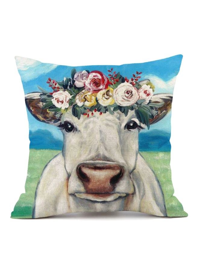Animal Printed Cushion Cover White/Blue/Green 45x45cm