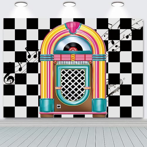 HQM Back to 50's Sock Hop Photography Banner Birthday Rock Roll 50's 60's Hop Party Photo Background Retro Diner Time Classic Backdrop 71x47.2 Inch Supplies - Image 5