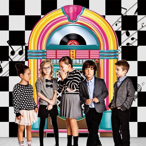 HQM Back to 50's Sock Hop Photography Banner Birthday Rock Roll 50's 60's Hop Party Photo Background Retro Diner Time Classic Backdrop 71x47.2 Inch Supplies - Image 4