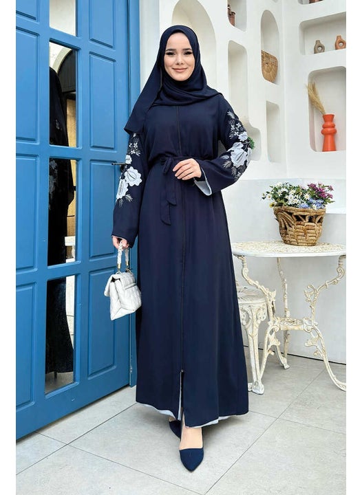 Double Sided Double Color Abaya 7897 Navy Blue