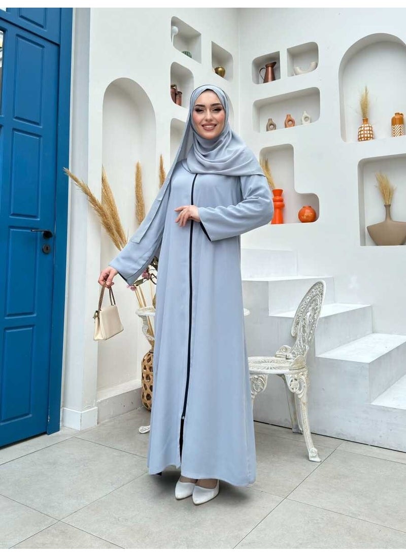 Bym Fashion - Double Sided Double Color Abaya 7897 Navy Blue - Image 1