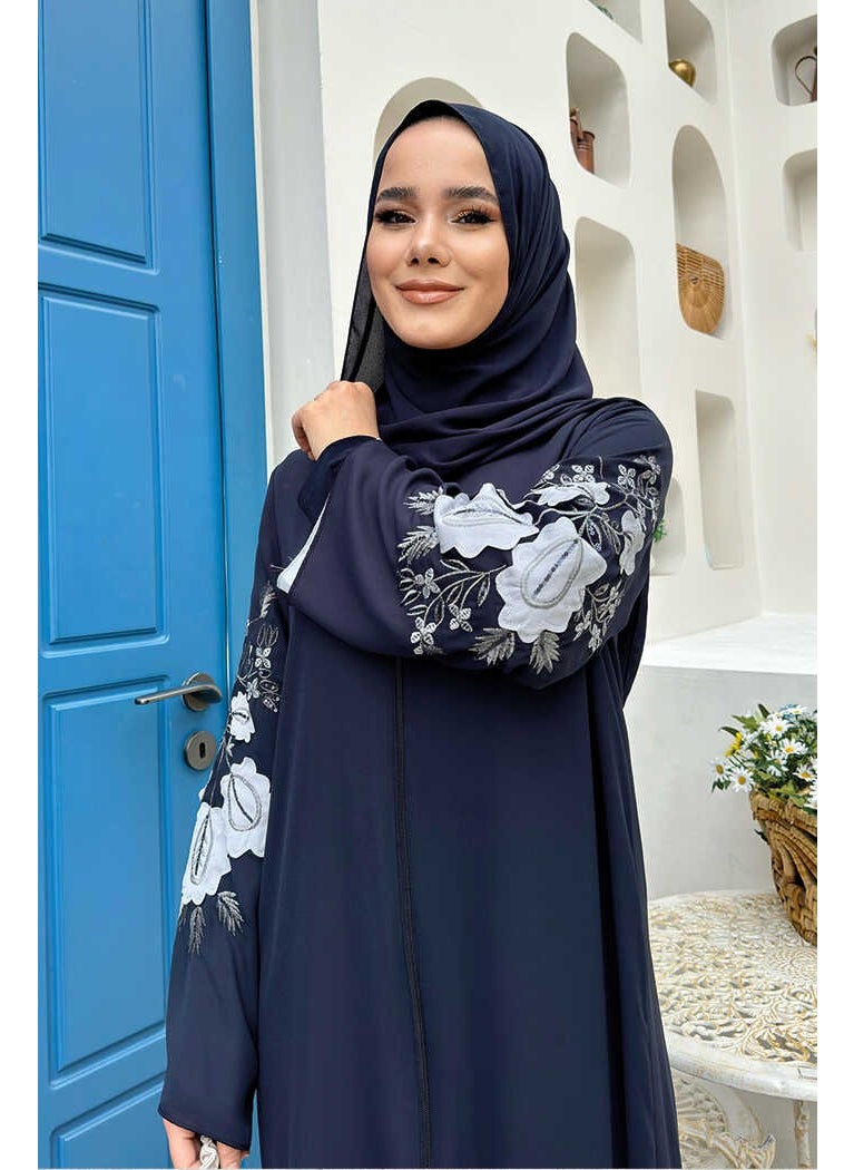 Bym Fashion - Double Sided Double Color Abaya 7897 Navy Blue - Image 1