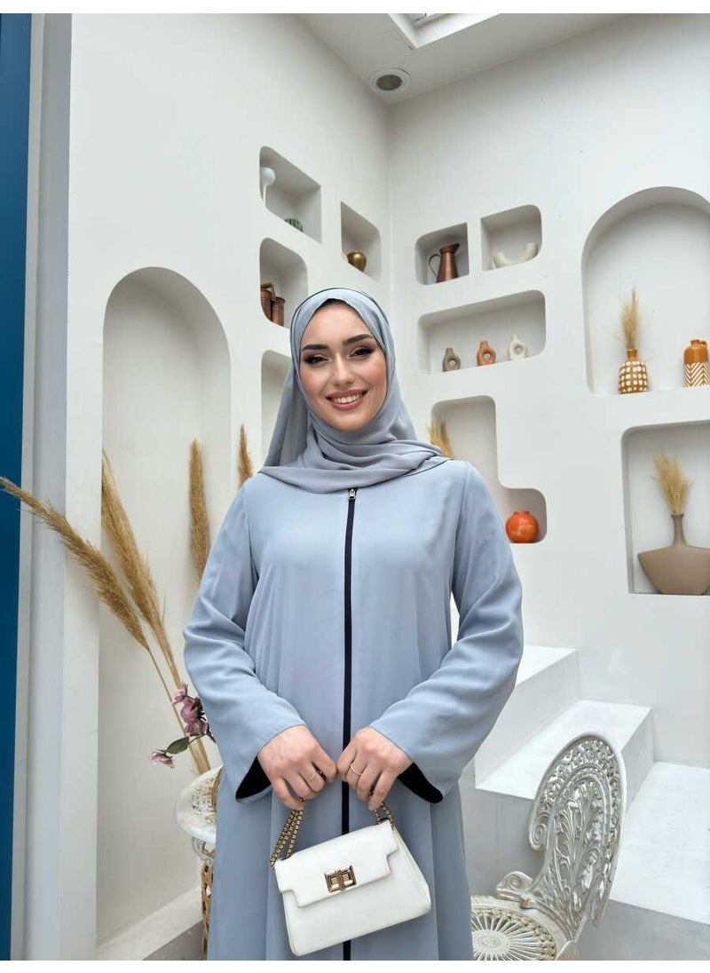 Bym Fashion - Double Sided Double Color Abaya 7897 Navy Blue - Image 1