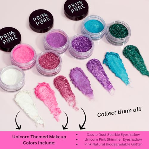 Prim and Pure Kids Makeup Gift Set - Stencil, Makeup Eyeshadow Bioglitter Lip Gloss and Cosmetic Bag Mirror Makeup Brush Accessories (Unicorn Pink) - Image 3
