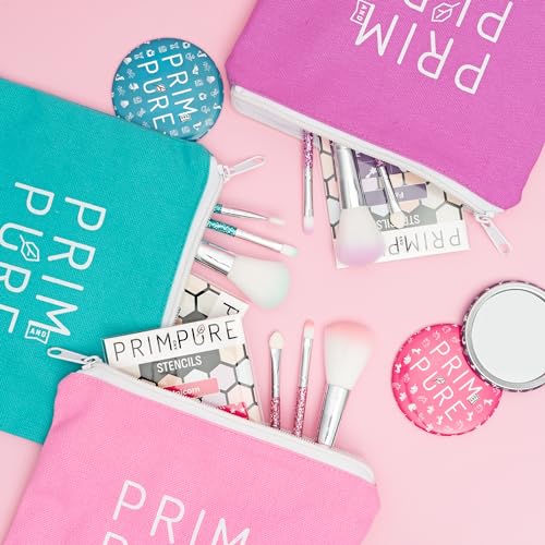 Prim and Pure Kids Makeup Gift Set - Stencil, Makeup Eyeshadow Bioglitter Lip Gloss and Cosmetic Bag Mirror Makeup Brush Accessories (Unicorn Pink) - Image 5