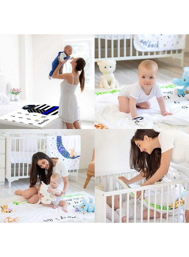 FHZON American Flag Milestone Blanket Police Cap Blue Line Flag Baby Blanket Baby Warm Swaddling Blanket Baby Room Decoration 48x40in BTZZFH86 - Image 5