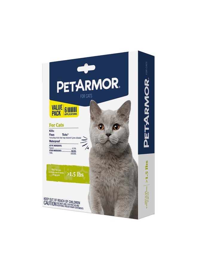 PetArmor PetArmor for Cats, Flea & Tick Treatment for Cats (Over 1.5 Pounds), Includes 6 Month Supply of Topical Flea Treatments  - Image 1