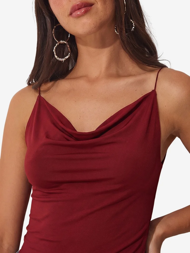 السعادة في إسطنبول ISTANBUL Slim Fit Cowl Neck Sleeveless Blouse