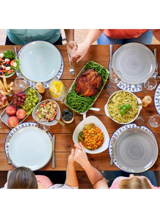 لاكام Blue Floral Placemats, Round Chinoiserie Table Mats, Disposable Decorative Dinner Mats for Banquet, Party & Holiday Table Settings, Water-Resistant Paper, Botanical Design (4-Pack) - Image 5