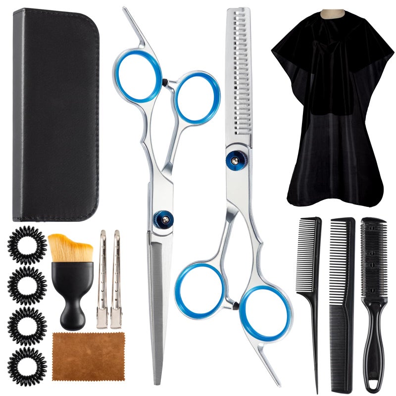 lengnoyp 15 pcs Hair Cutting Scissors Professional, Thinning Shears for Hair Cutting, Stainless Steel Barber Scissors, Lengnoyp Haircut Scissors Hair Cutting Kit for Women, Men - Image 1