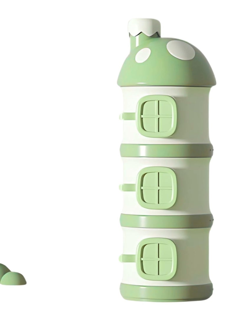 Twisoo Baby Formula Milk Powder Storage Dispenser - Infant Toddler Food Container With Non-spill 3 Compartments - Smart Stackable Baby Feeding Travel Storage, Kids Snack Holder, Bpa-free (Light Green) - Image 1