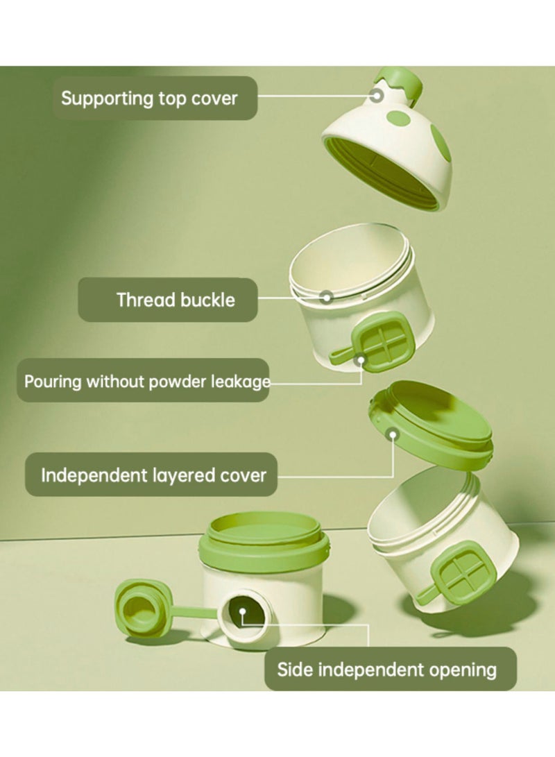 Twisoo Baby Formula Milk Powder Storage Dispenser - Infant Toddler Food Container With Non-spill 3 Compartments - Smart Stackable Baby Feeding Travel Storage, Kids Snack Holder, Bpa-free (Light Green) - Image 2
