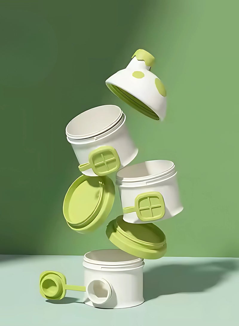 Twisoo Baby Formula Milk Powder Storage Dispenser - Infant Toddler Food Container With Non-spill 3 Compartments - Smart Stackable Baby Feeding Travel Storage, Kids Snack Holder, Bpa-free (Light Green) - Image 3