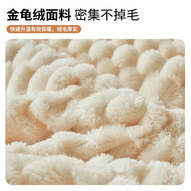 Popular Golden Turtle Velvet Blanket, Double-Layer Thickened For Warmth, Winter Coral Fleece Sofa Nap Blanket, Throw Blanket - Image 4
