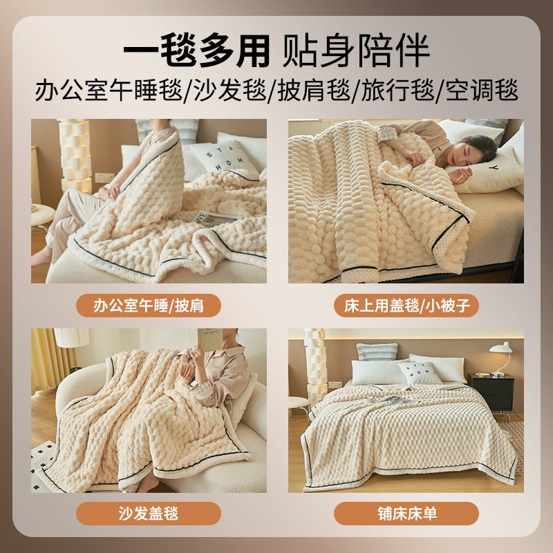 Popular Golden Turtle Velvet Blanket, Double-Layer Thickened For Warmth, Winter Coral Fleece Sofa Nap Blanket, Throw Blanket - Image 5