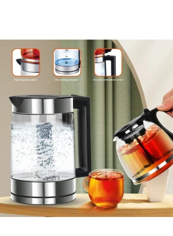 Denx 2-in-1 Glass Kettle And Turkish Tea Maker, 1.8-Liter Capacity + 1-Liter Glass Teapot, 1500 Watts DX2015 - Image 3