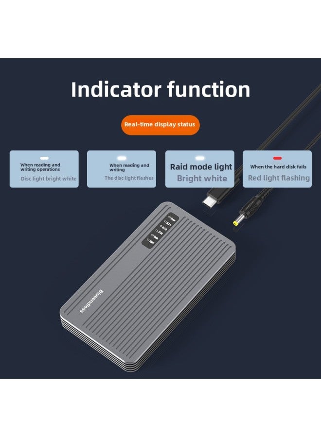 Dual Drive M.2 Array Box Aluminum Alloy NVMe/SATA Solid State SSD Mobile Hard Drive RAID Combination 20Gbps Type-C Interface-Color:[Support Double Nvme Or Double Sata Combination] With Two-wire 5V3A Power Supply - Image 4