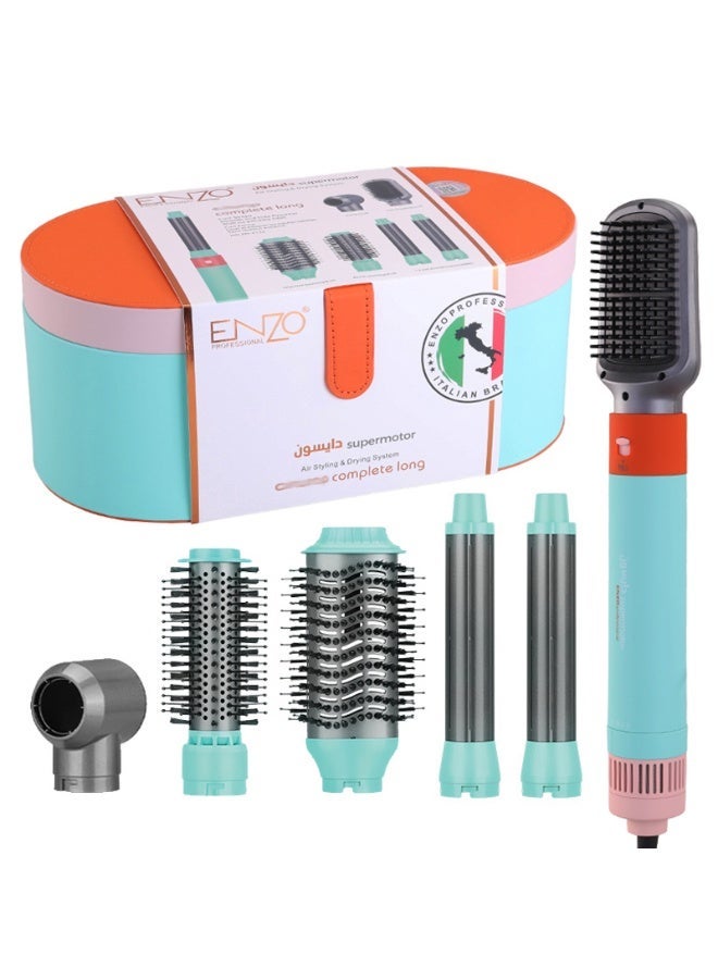 إنزو EN-4133 أداة تصفيف شعر كهربائية 6 في 1 | مكواة فرد الشعر، مكواة تجعيد، فرشاة هواء ساخن، مجفف خطوة واحدة | تقنية الأيونات | شعر بمستوى صالون في المنزل | خالٍ من التجعد، ناعم ولامع - Image 1