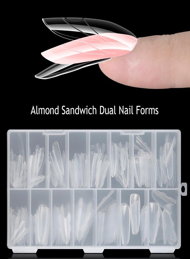 Furtherpretty Sandwich Dual Nail Forms, 15 Sizes Oval Almond Top and Bottom Dual Forms for Builder Gel, Reusable Acrylic Nail Extension Molds with Guide Lines, Professional Manicure Supplies (Oval) - Image 2