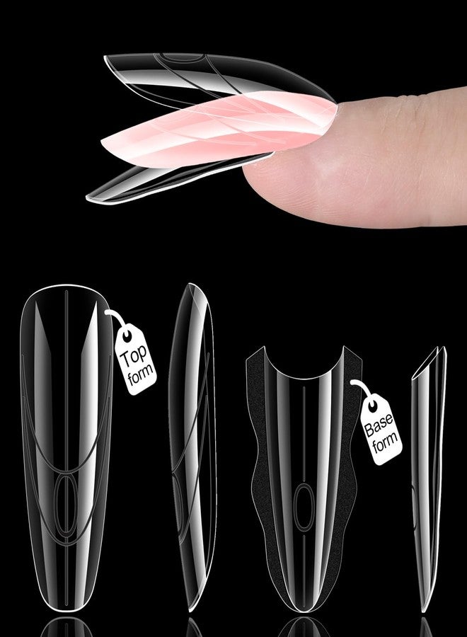 Furtherpretty Sandwich Dual Nail Forms, 15 Sizes Oval Almond Top and Bottom Dual Forms for Builder Gel, Reusable Acrylic Nail Extension Molds with Guide Lines, Professional Manicure Supplies (Oval) - Image 1