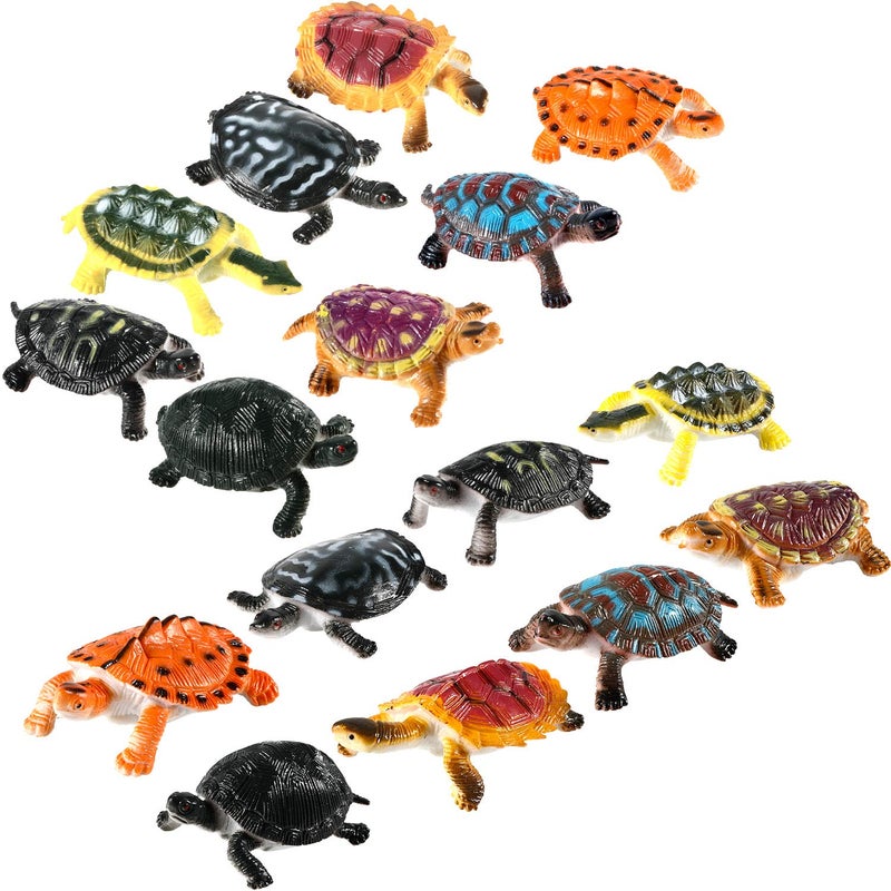 Bememo 16 Pcs Plastic Turtles Party Decorations Small Sea Turtles Toys Mini Realistic Plastic Ocean Animals Figures Bath Fake Tortoises Educational Toy for Birthday Party Gifts - Image 1