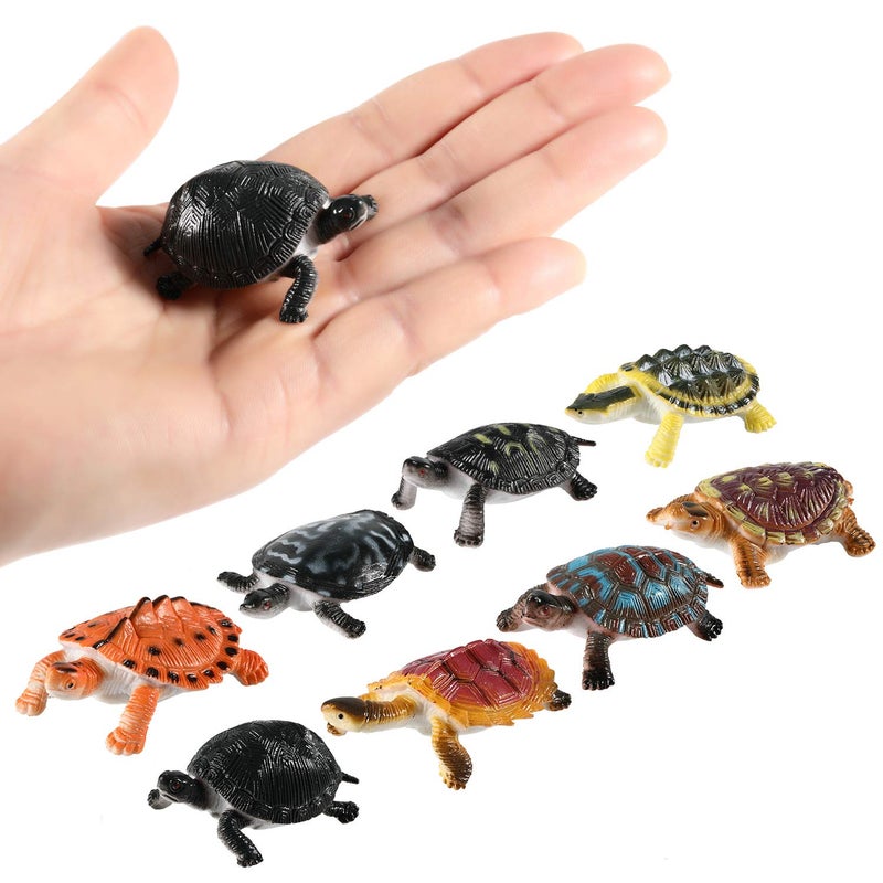 Bememo 16 Pcs Plastic Turtles Party Decorations Small Sea Turtles Toys Mini Realistic Plastic Ocean Animals Figures Bath Fake Tortoises Educational Toy for Birthday Party Gifts - Image 2