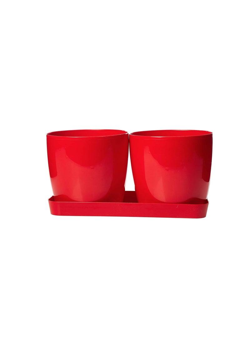 Round Living Pot for Plants - Red - Image 2