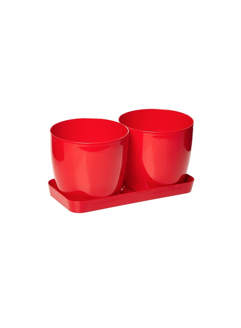 Round Living Pot for Plants - Red - Image 1