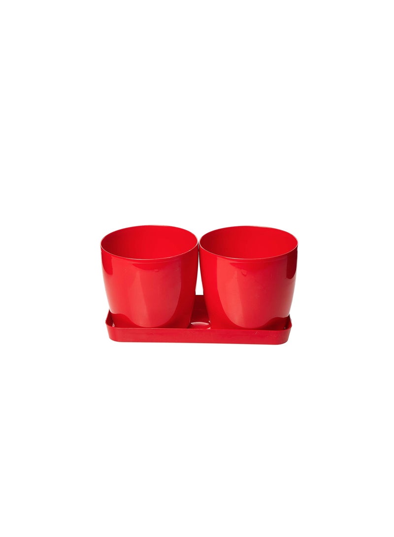 Round Living Pot for Plants - Red - Image 3