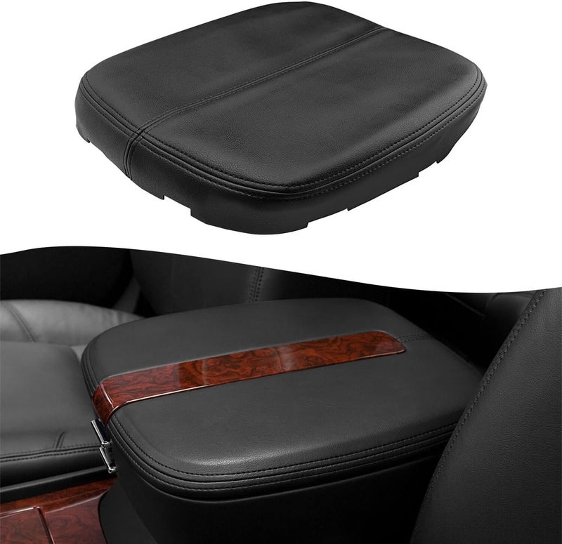 KBH Center Console Cover Replacement for Cadillac Escalade 2007 2008 2009 2010 2011 2012 2013 2014, Vinyl Leather Skin Upholstery, Anti-Scratch, Black (Leather Part Only) - Image 1