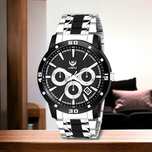 LORENZ Gift Combo Set for Men | Stylish Steel Analog Watch, PU Leather Wallet & UV Sunglasses | Gift Box for Birthday, Anniversary, Corporate Gifting - Image 3