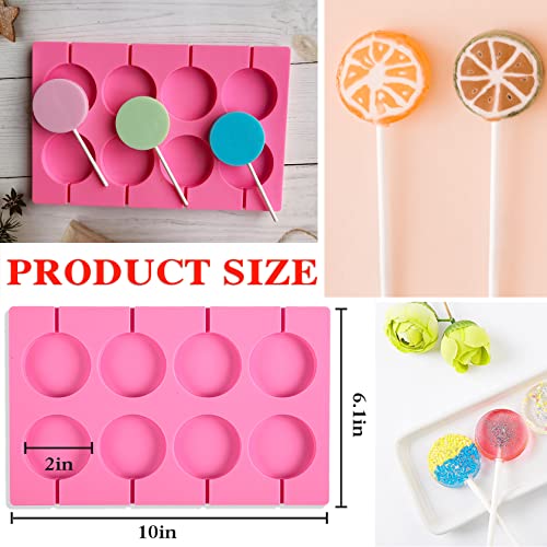 BKPPLZP 2x8 Capacity Round Silicone Lollipop Molds,Nonstick Chocolate Hard Candy Mold Silicone Sucker Mold with 20 Sticks for Hard Candies,Chocolate,Bread,Jellies,Suction Cup,Etc - Image 4