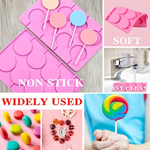 BKPPLZP 2x8 Capacity Round Silicone Lollipop Molds,Nonstick Chocolate Hard Candy Mold Silicone Sucker Mold with 20 Sticks for Hard Candies,Chocolate,Bread,Jellies,Suction Cup,Etc - Image 5