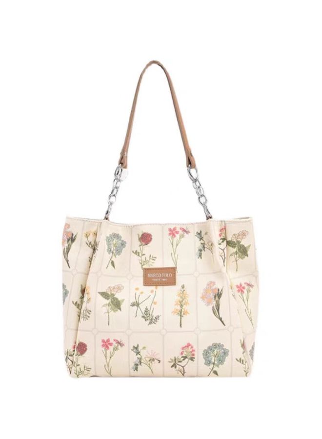 Large-capacity Bag For Women 2024 High-end Texture Canvas Printed Shoulder Bag Niche Simple Versatile Tote Bag-Color:Off-white - Image 5