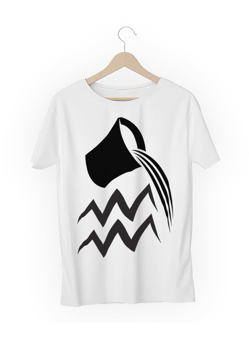Fashion World Cotton T-shirt Printed with High-quality Aquarius - Image 3