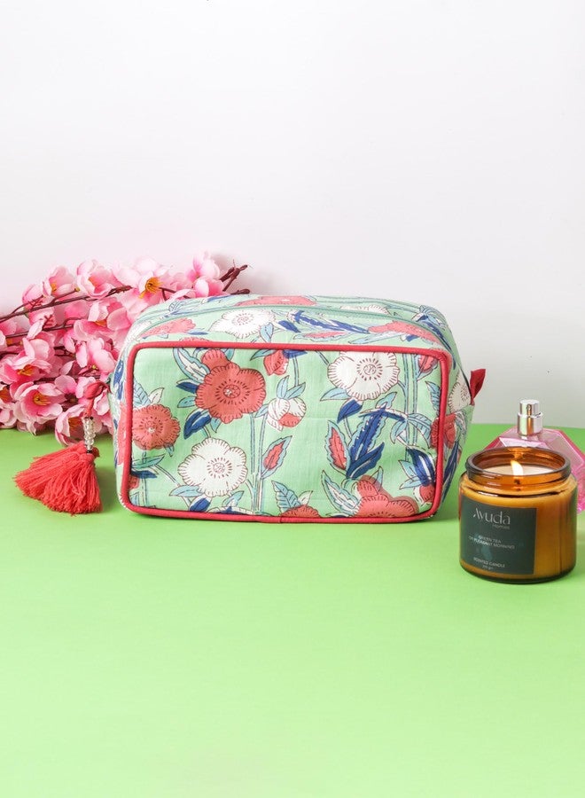 AYUDA HOMES Bageecha Travel Pouch Portable Cotton Storage Bag Waterproof Makeup Bag Multi Utility Pouch for Toiletries, Cosmetics & Grooming Accessories for Women - Image 3