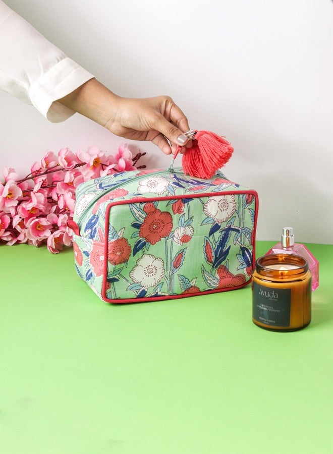 AYUDA HOMES Bageecha Travel Pouch Portable Cotton Storage Bag Waterproof Makeup Bag Multi Utility Pouch for Toiletries, Cosmetics & Grooming Accessories for Women - Image 4