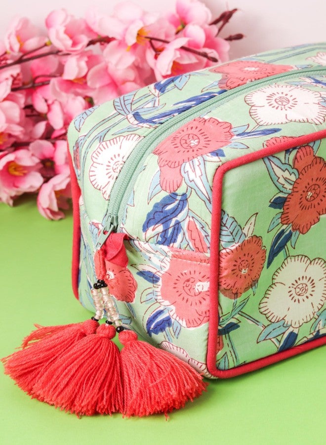 AYUDA HOMES Bageecha Travel Pouch Portable Cotton Storage Bag Waterproof Makeup Bag Multi Utility Pouch for Toiletries, Cosmetics & Grooming Accessories for Women - Image 5