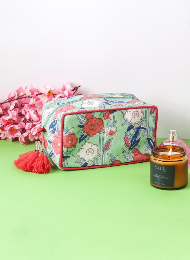 AYUDA HOMES Bageecha Travel Pouch Portable Cotton Storage Bag Waterproof Makeup Bag Multi Utility Pouch for Toiletries, Cosmetics & Grooming Accessories for Women - Image 2