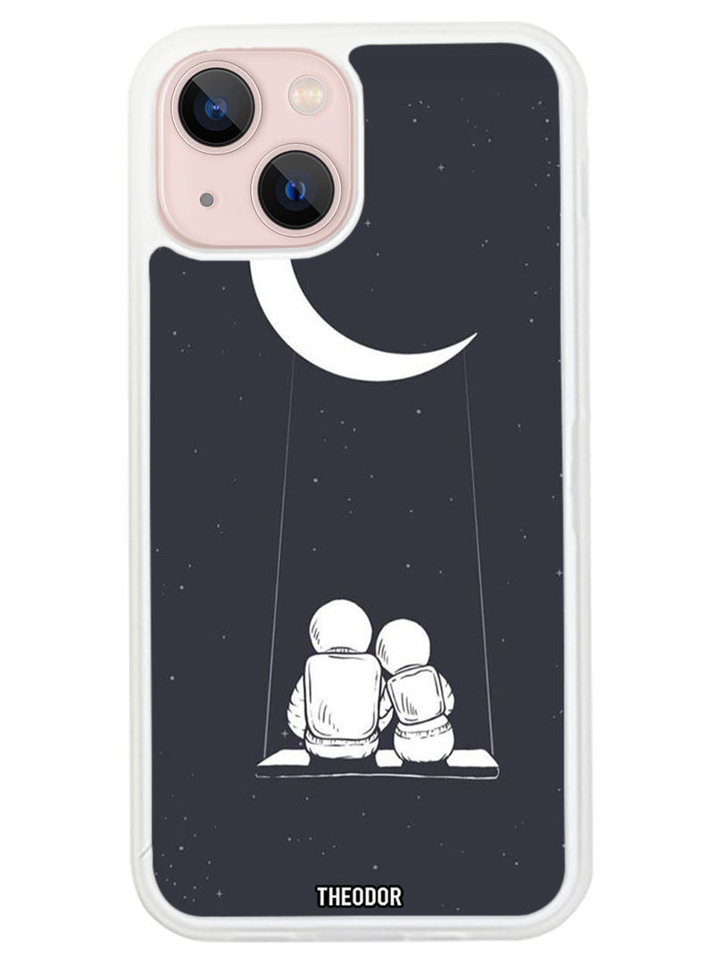 Theodor Protective Case Anti Scratch Shock Proof Cover For APPLE IPHONE 14 Two Astronauts (White Bumper) - Image 1