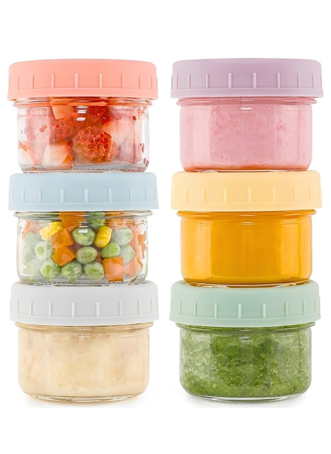 Beauenty 6-Pack Glass Baby Food Storage Containers - 4 oz BPA Free Baby Food Jars with Lids,Small Glass Containers, Baby Food Containers Glass,Dishwasher,Microwave & Freezer Safe  - Image 1