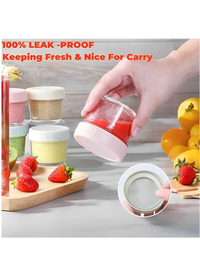 Beauenty 6-Pack Glass Baby Food Storage Containers - 4 oz BPA Free Baby Food Jars with Lids,Small Glass Containers, Baby Food Containers Glass,Dishwasher,Microwave & Freezer Safe  - Image 3