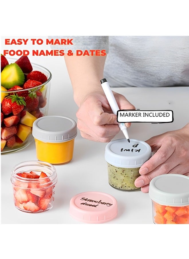 Beauenty 6-Pack Glass Baby Food Storage Containers - 4 oz BPA Free Baby Food Jars with Lids,Small Glass Containers, Baby Food Containers Glass,Dishwasher,Microwave & Freezer Safe  - Image 4