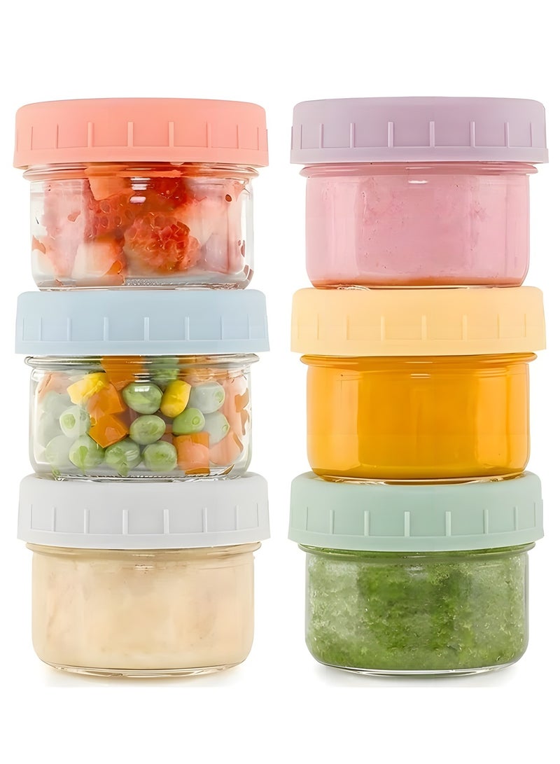 Beauenty 6-Pack Glass Baby Food Storage Containers - 4 oz BPA Free Baby Food Jars with Lids,Small Glass Containers, Baby Food Containers Glass,Dishwasher,Microwave & Freezer Safe - Image 1