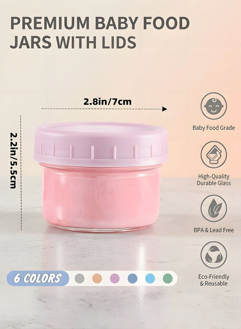 Beauenty 6-Pack Glass Baby Food Storage Containers - 4 oz BPA Free Baby Food Jars with Lids,Small Glass Containers, Baby Food Containers Glass,Dishwasher,Microwave & Freezer Safe - Image 2