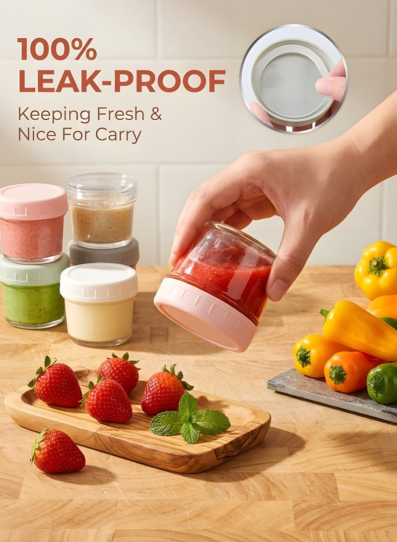 Beauenty 6-Pack Glass Baby Food Storage Containers - 4 oz BPA Free Baby Food Jars with Lids,Small Glass Containers, Baby Food Containers Glass,Dishwasher,Microwave & Freezer Safe - Image 3