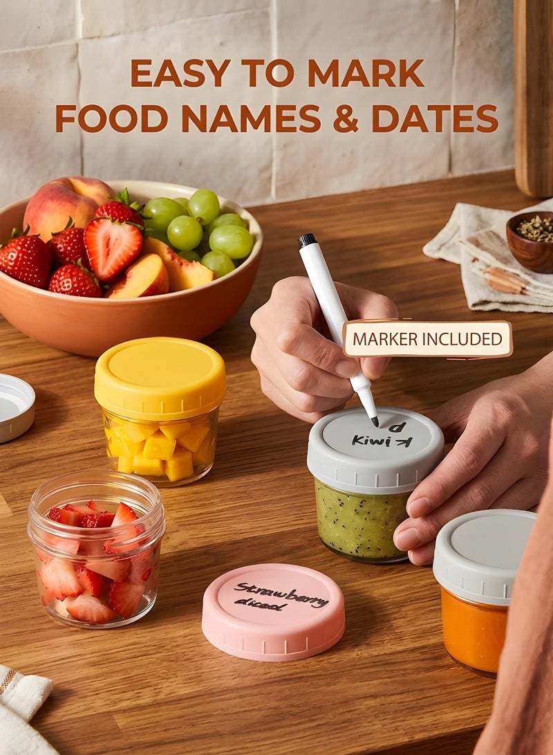 Beauenty 6-Pack Glass Baby Food Storage Containers - 4 oz BPA Free Baby Food Jars with Lids,Small Glass Containers, Baby Food Containers Glass,Dishwasher,Microwave & Freezer Safe - Image 4